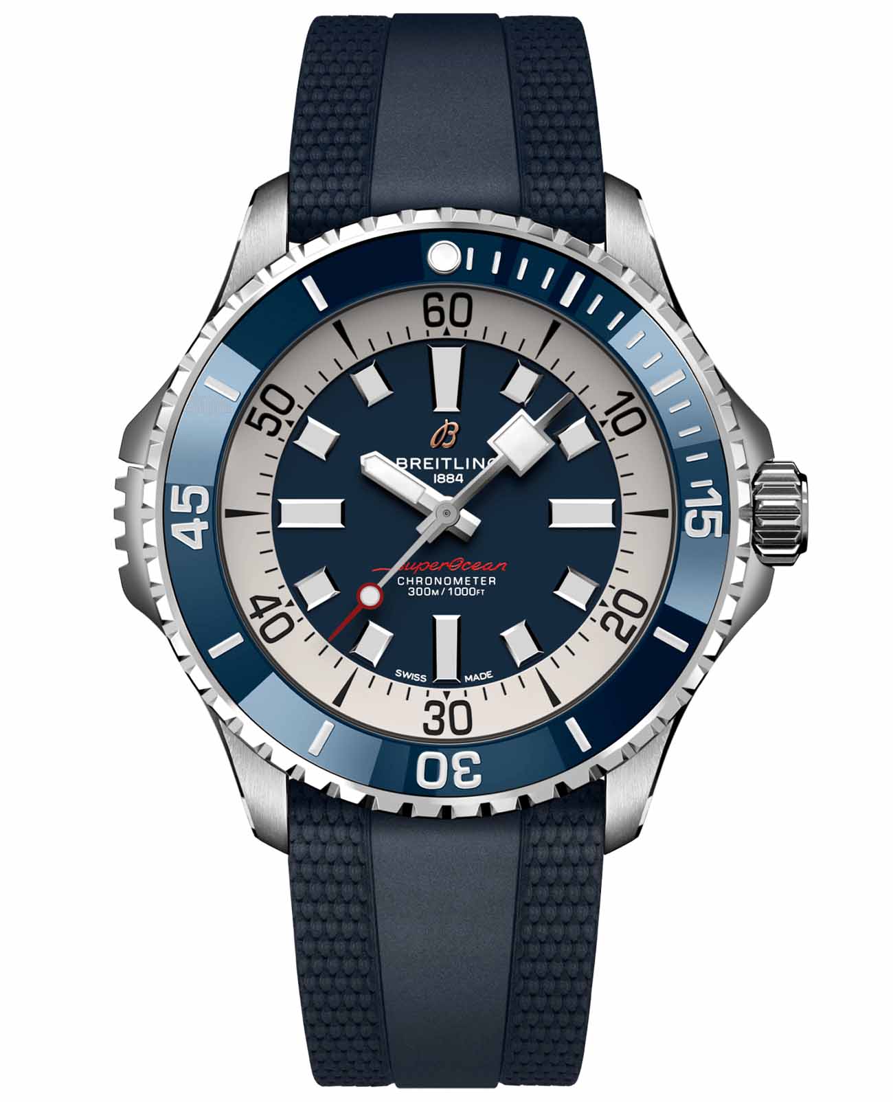 Breitling Breitling Superocean Automatic 46 A17378E71C1S1  A17378E71C1S1 механические мужские часы синий циферблат, браслет каучук — вид спереди