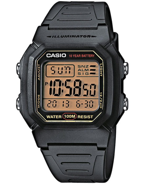 Casio Casio Collection W-800HG-9AVDF (W-800HG-9A)  W-800HG-9A кварцевые мужские часы серый циферблат, браслет пластик — вид спереди