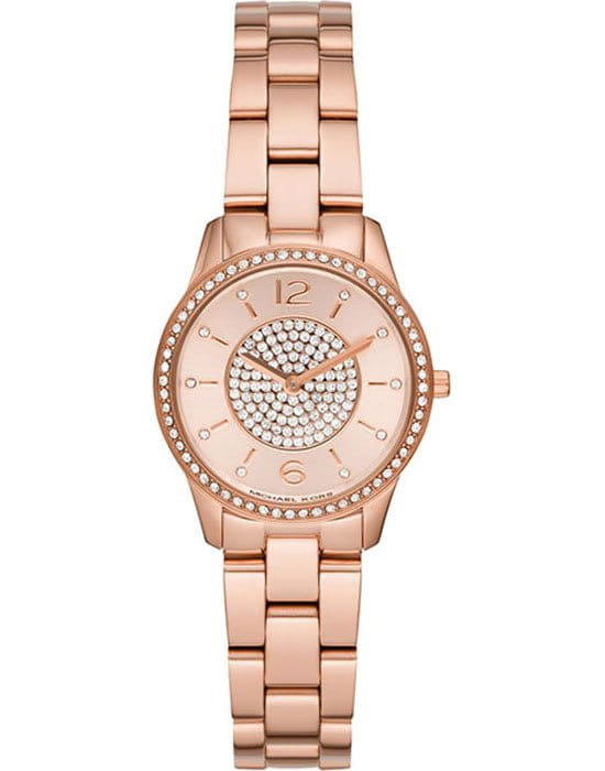 Michael Kors Michael Kors Runway MK6619  MK6619 кварцевые женские часы розовый циферблат, браслет сталь c pvd покрытием — вид спереди