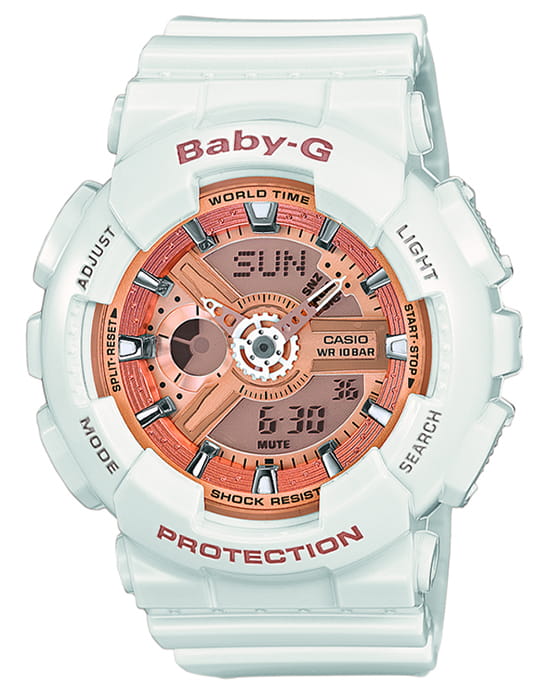 Casio Casio Baby-G BA-110-7A1ER  BA-110-7A1ER кварцевые женские часы розовый циферблат, браслет пластик — вид спереди