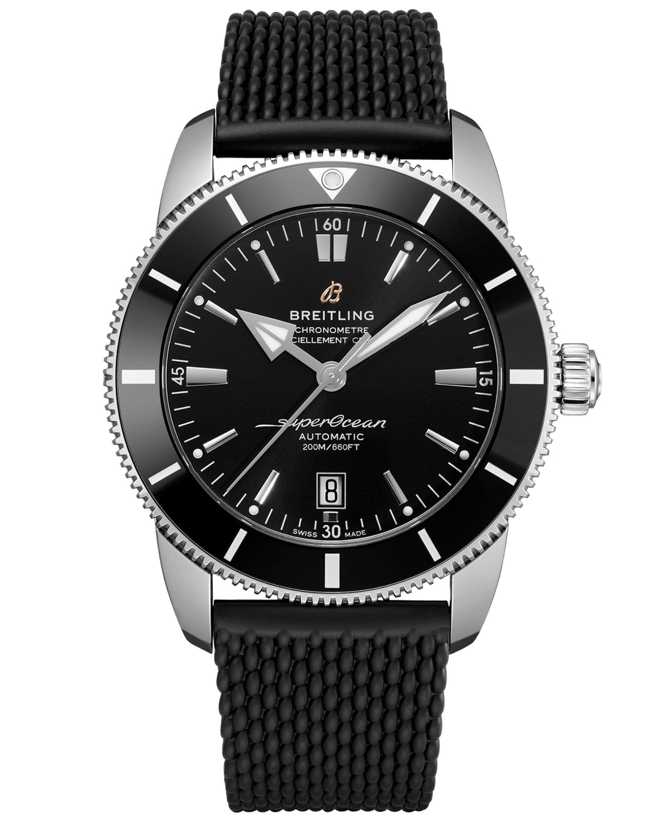 Breitling Breitling Superocean Heritage B20 Automatic 46 AB2020121B1S1  AB2020121B1S1 механические мужские часы черный циферблат, браслет каучук — вид спереди