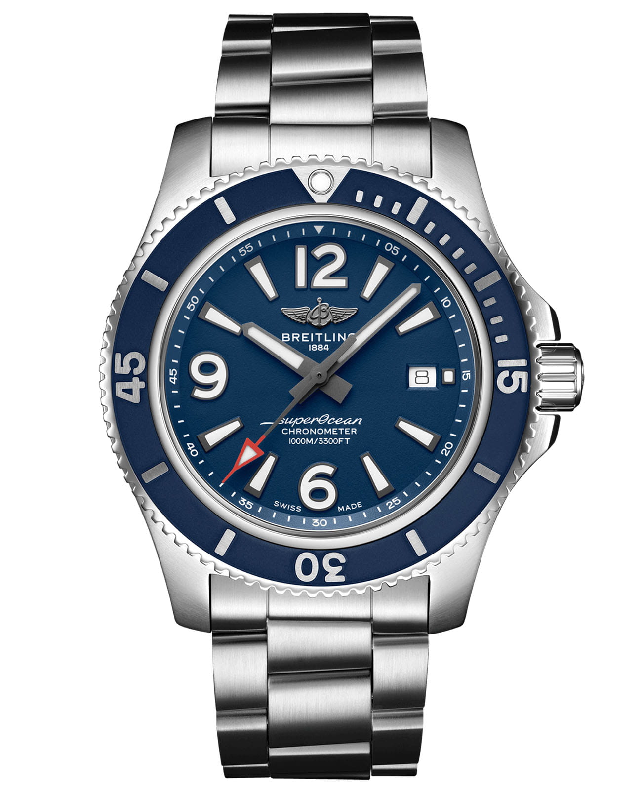 Breitling Breitling Superocean Automatic 44 A17367D81C1A1  A17367D81C1A1 механические мужские часы синий циферблат, браслет нержавеющая сталь — вид спереди