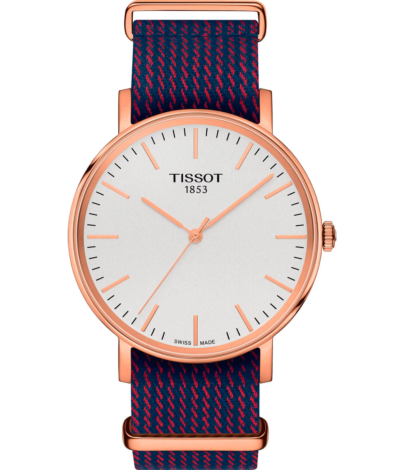 Tissot Tissot Everytime Medium T109.410.38.031.00 Everytime T1094103803100 кварцевые мужские часы белый циферблат, браслет тканевый — вид спереди