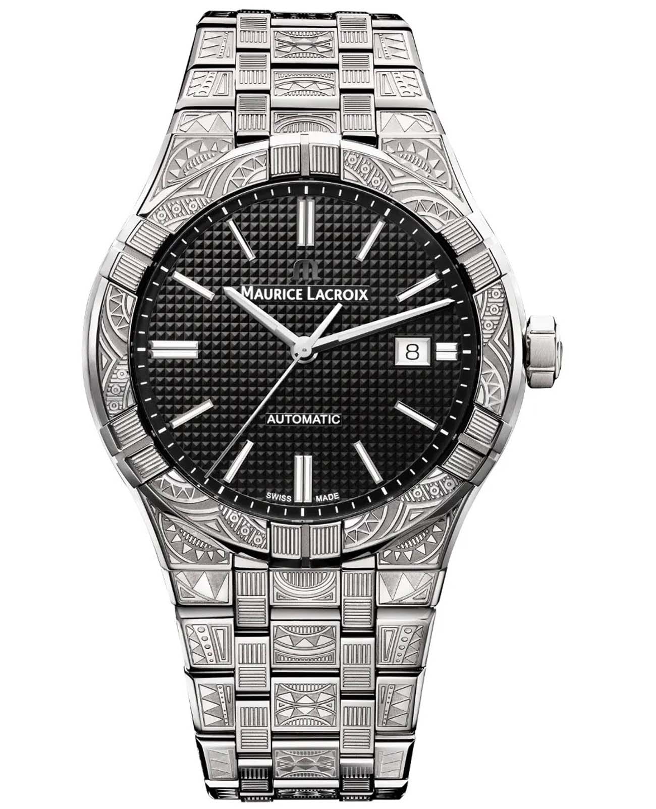 Maurice Lacroix Maurice Lacroix Aikon Automatic Urban Tribe AI6008-SS009-330-1  AI6008-SS009-330-1 механические мужские часы черный циферблат, браслет нержавеющая сталь — вид спереди