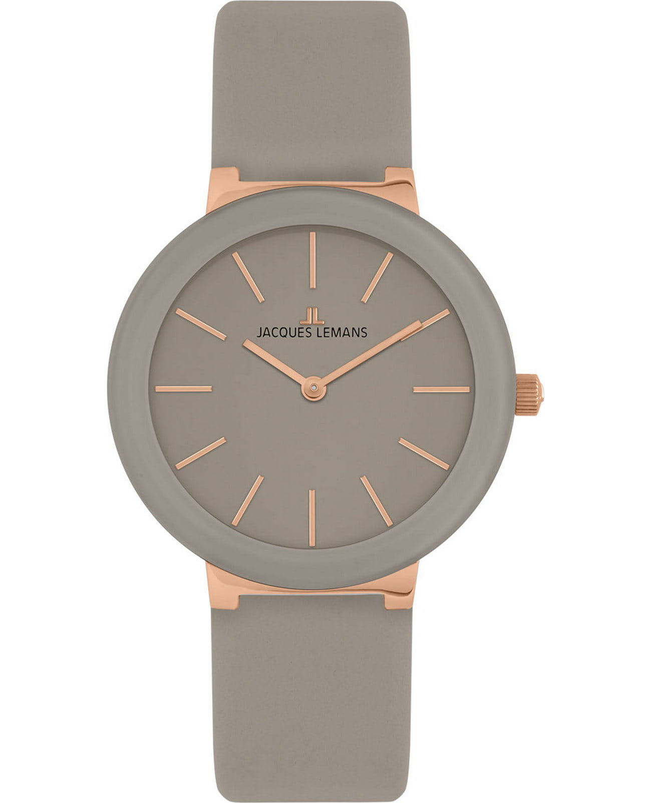 Jacques Lemans Jacques Lemans Design Collection 42-9G  42-9G кварцевые женские часы серый циферблат, браслет кожаный — вид спереди