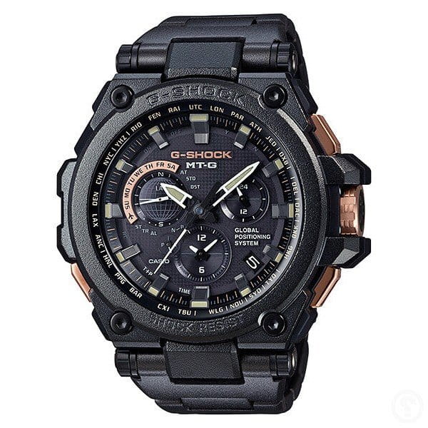 Casio Casio G-Shock Premium MTG-G1000RB-1A MTG MTG-G1000RB-1A электронные мужские часы черный циферблат, браслет нержавеющая сталь — вид спереди