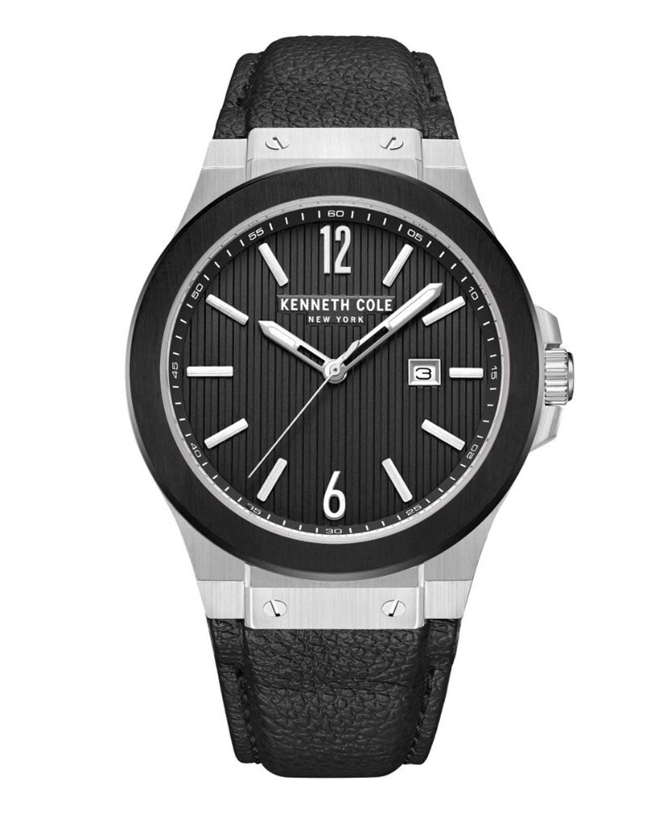 Kenneth Cole Kenneth Cole Modern Classic KCWGB0034401  KCWGB0034401 кварцевые мужские часы черный циферблат, браслет кожаный — вид спереди