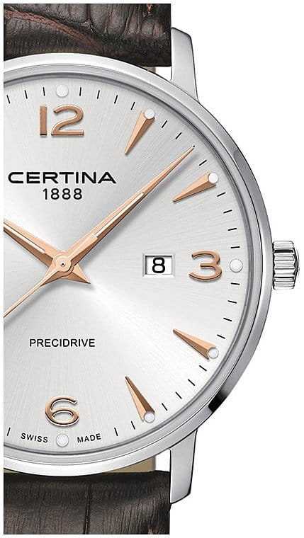 Certina Certina DS Caimano C035.410.16.037.01,  швейцария мужские часы на браслете кожаный боковой вид