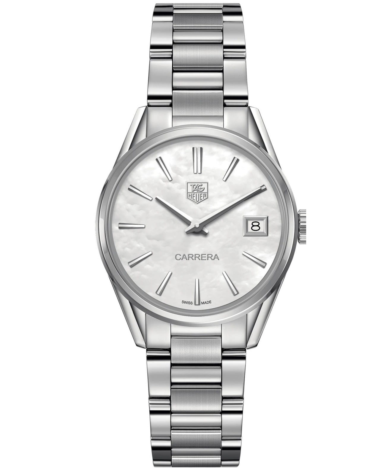 TAG Heuer TAG Heuer Carrera WAR1311.BA0778  WAR1311.BA0778 кварцевые женские часы серебристый циферблат, браслет нержавеющая сталь — вид спереди