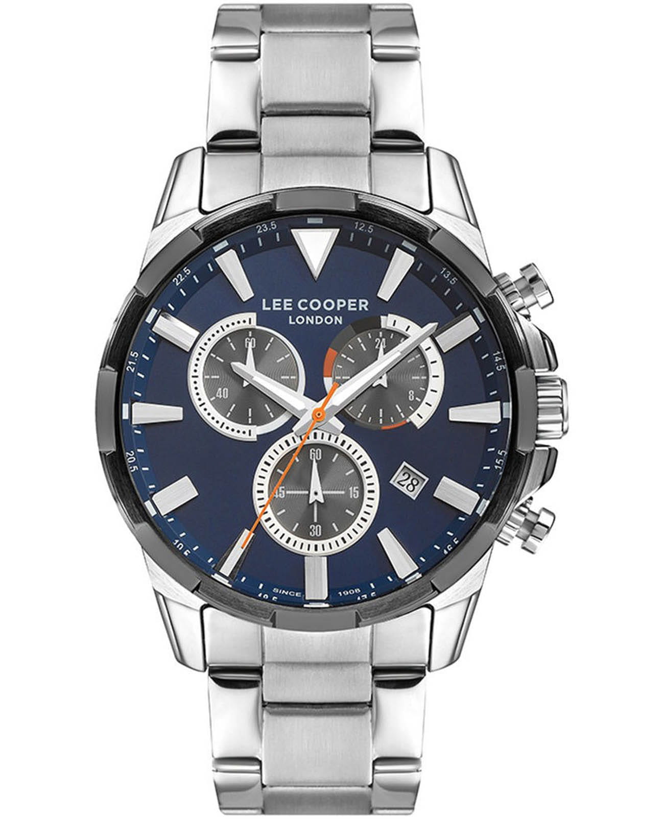 Lee Cooper Lee Cooper LC07385.390  LC07385.390 кварцевые мужские часы синий циферблат, браслет нержавеющая сталь — вид спереди