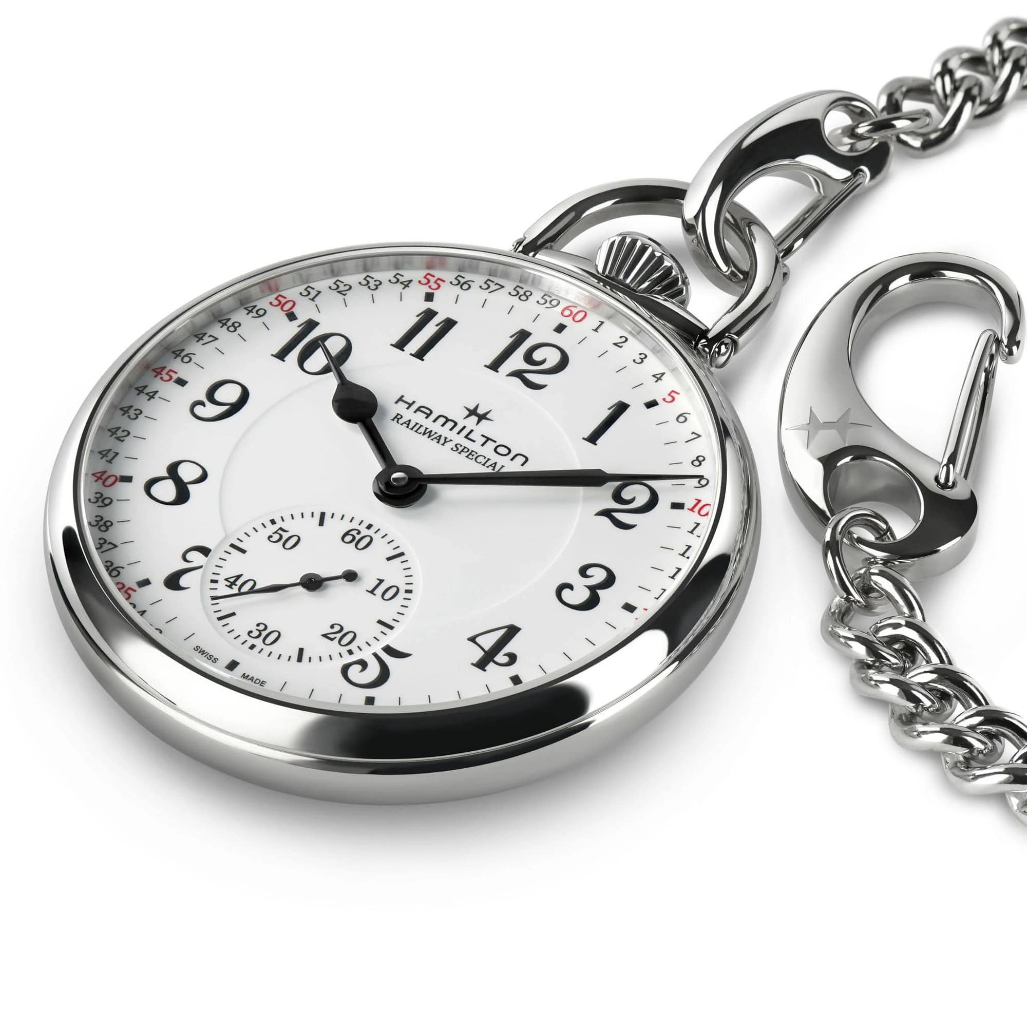 Hamilton Hamilton American Classic Railroad Pocket Watch Limited Edition H40819110, ventura швейцария мужские часы на браслете нержавеющая сталь боковой вид