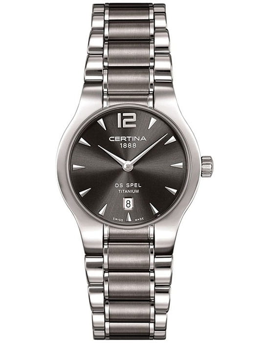 Certina Certina Lady Round C012.209.44.087.00  C0122094408700 кварцевые женские часы серый циферблат, браслет титановый — вид спереди