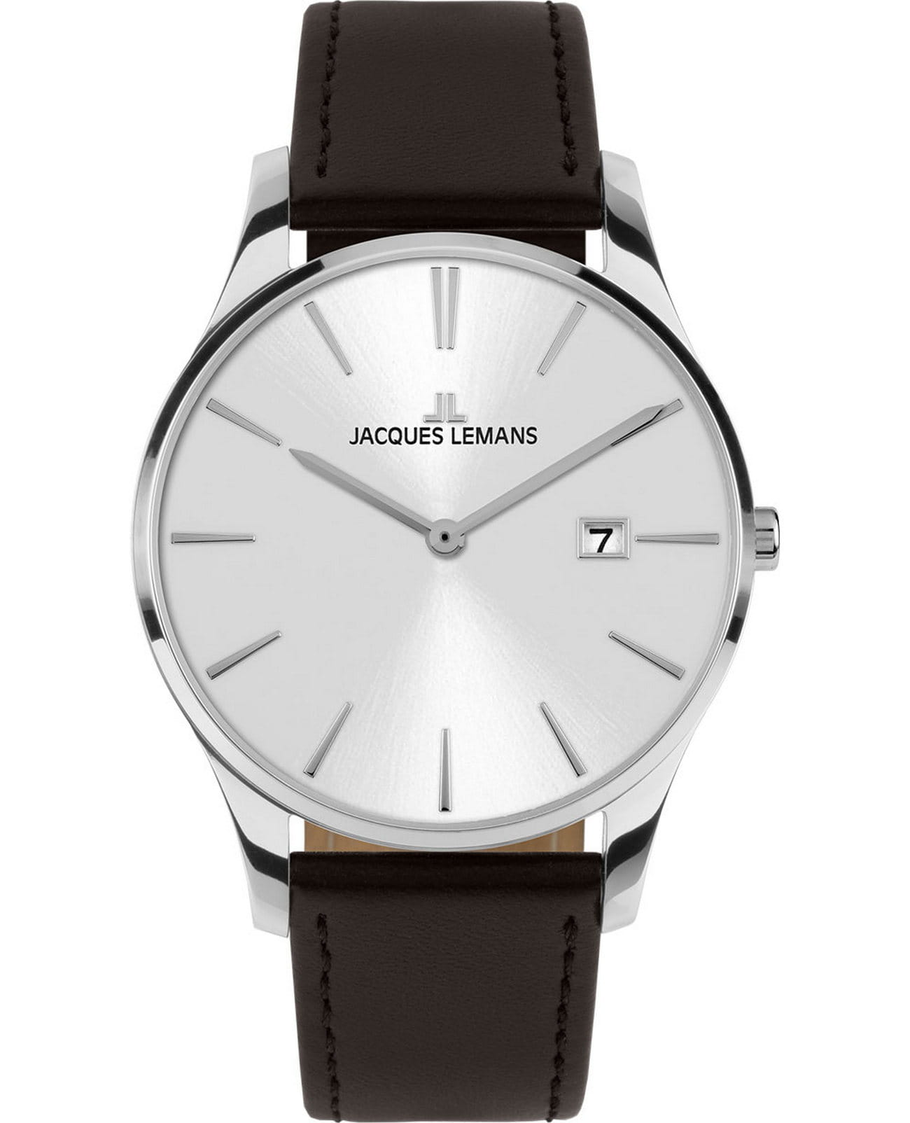 Jacques Lemans Jacques Lemans Classic 1-2122B  1-2122B кварцевые мужские часы  циферблат, браслет кожаный — вид спереди