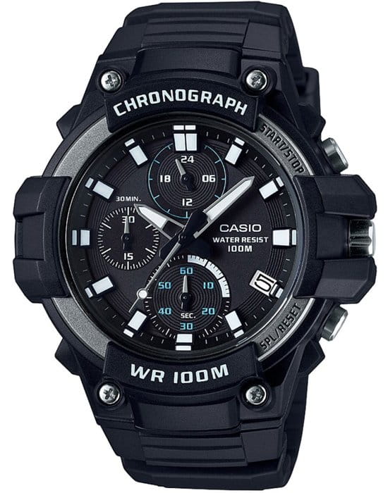 Casio Casio Illuminator MCW-110H-1A  MCW-110H-1A кварцевые мужские часы черный циферблат, браслет  — вид спереди