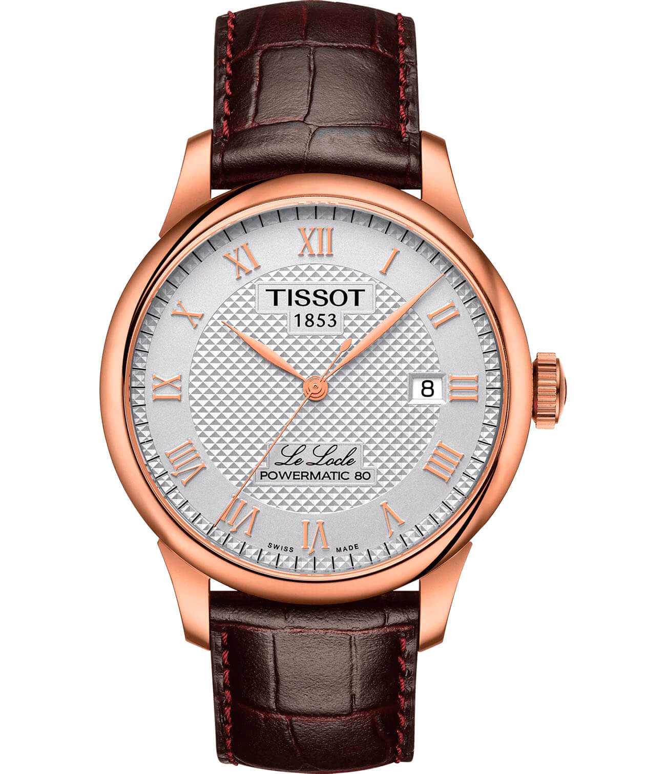 Tissot Tissot Le Locle Powermatic 80 T006.407.36.033.00 Le Locle Automatic T0064073603300 механические мужские часы бежевый циферблат, браслет кожаный — вид спереди