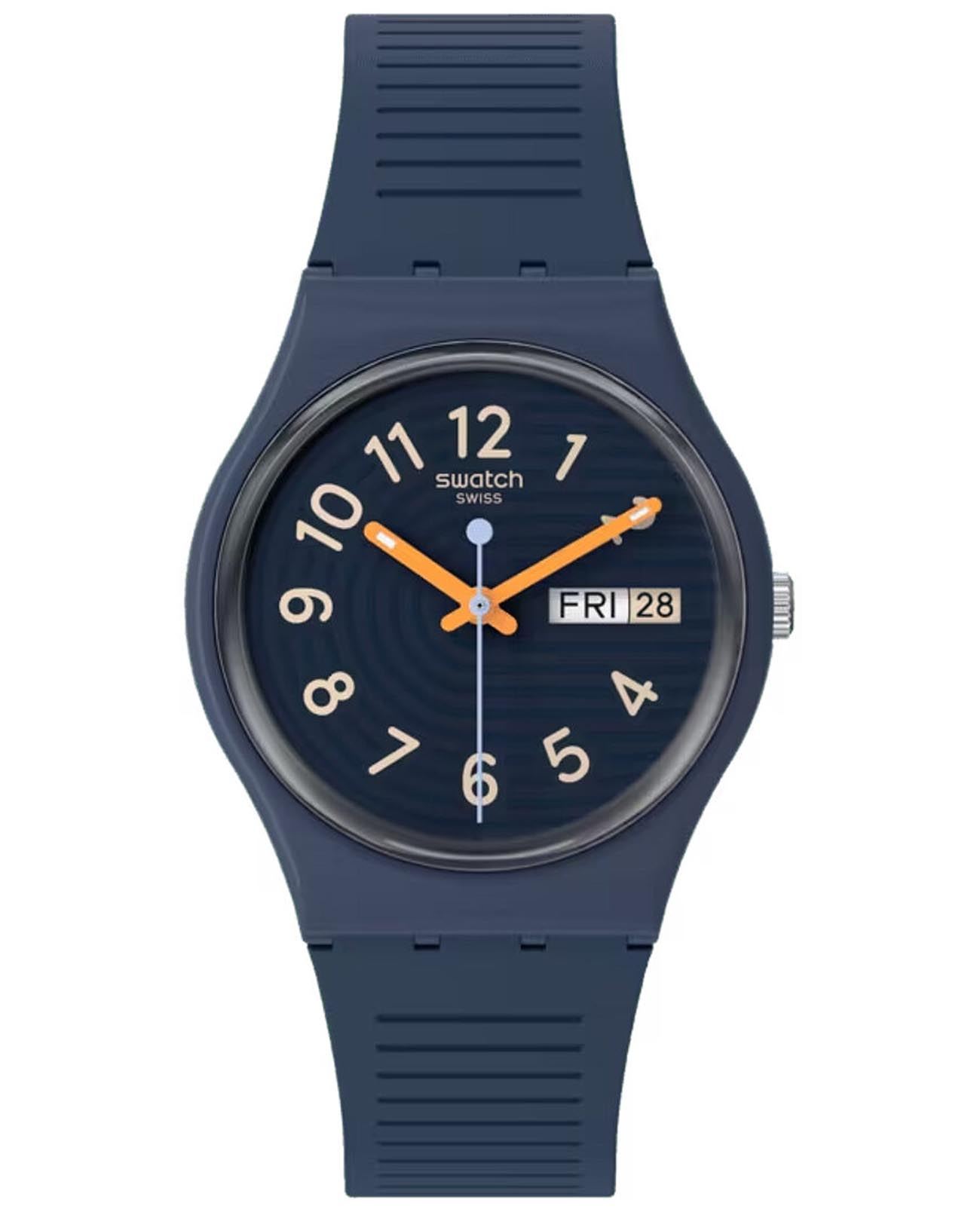 Swatch Swatch Gent Biosourced Standard SO28I700  SO28I700 кварцевые женские часы синий циферблат, браслет силикон — вид спереди