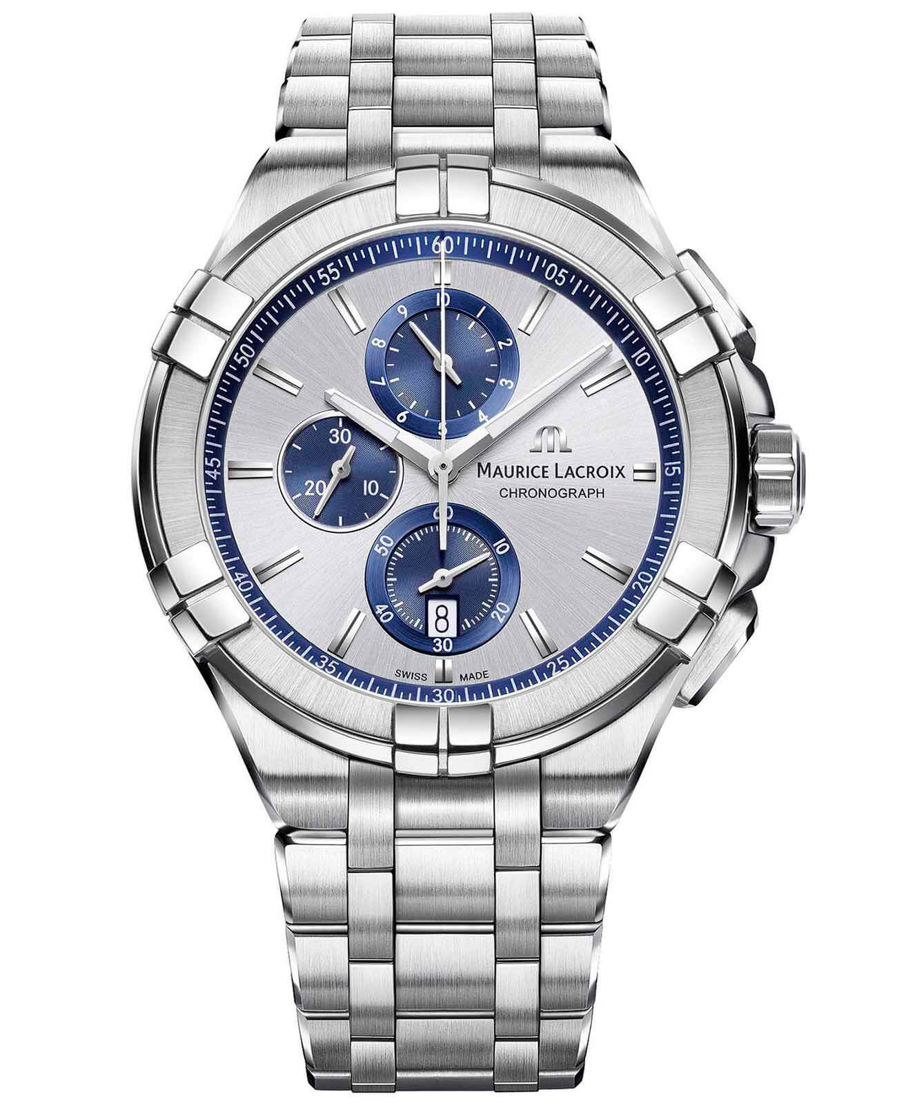 Maurice Lacroix Maurice Lacroix Aikon Chronograph AI1018-SS002-131-1  AI1018-SS002-131-1 кварцевые мужские часы  циферблат, браслет нержавеющая сталь — вид спереди