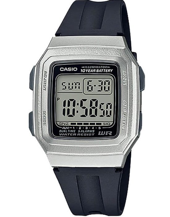 Casio Casio Collection F-201WAM-7A  F-201WAM-7A кварцевые женские часы серый циферблат, браслет пластик — вид спереди