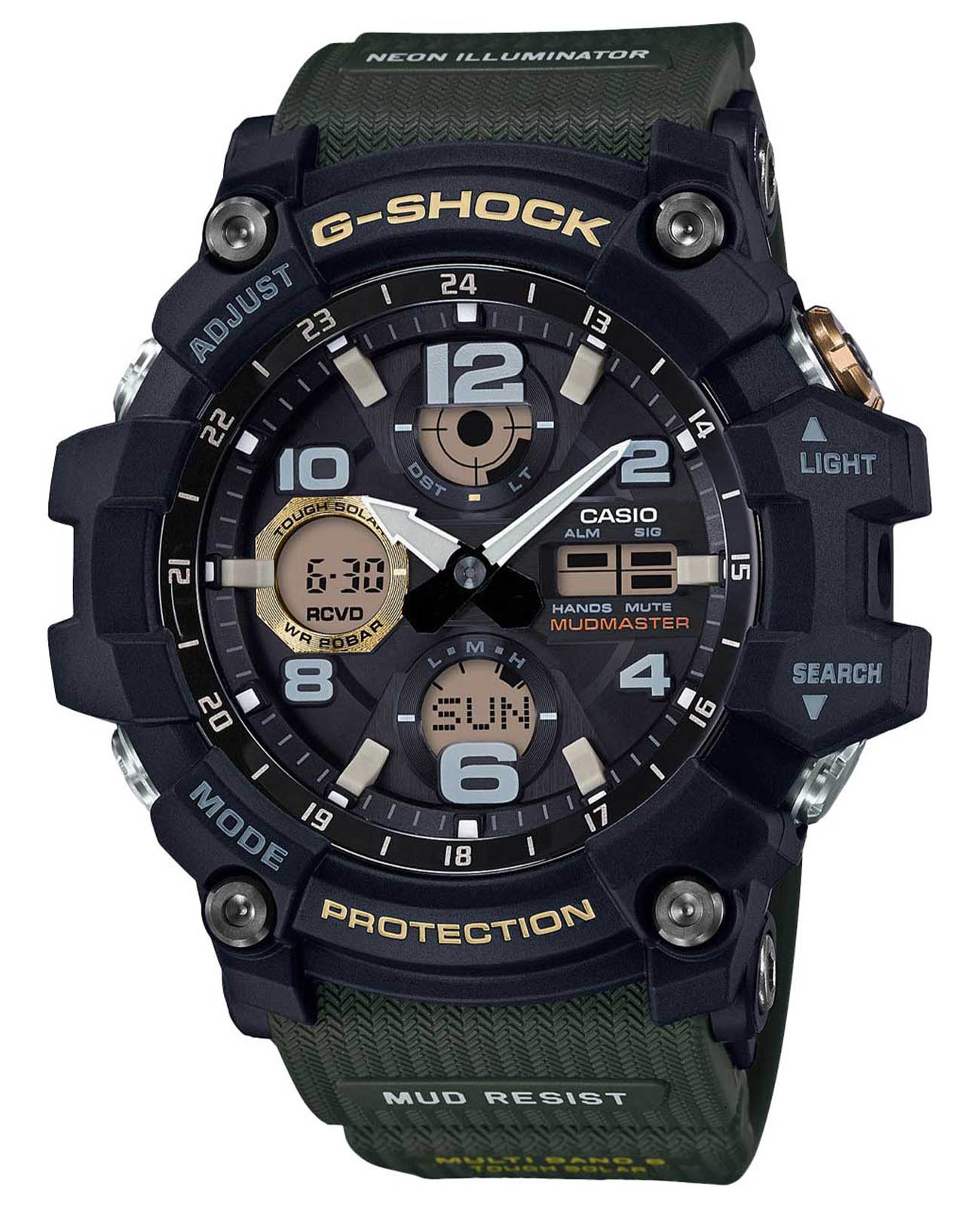 Casio Casio G-Shock GSG-100-1A3  GSG-100-1A3 электронные мужские часы черный циферблат, браслет пластик — вид спереди