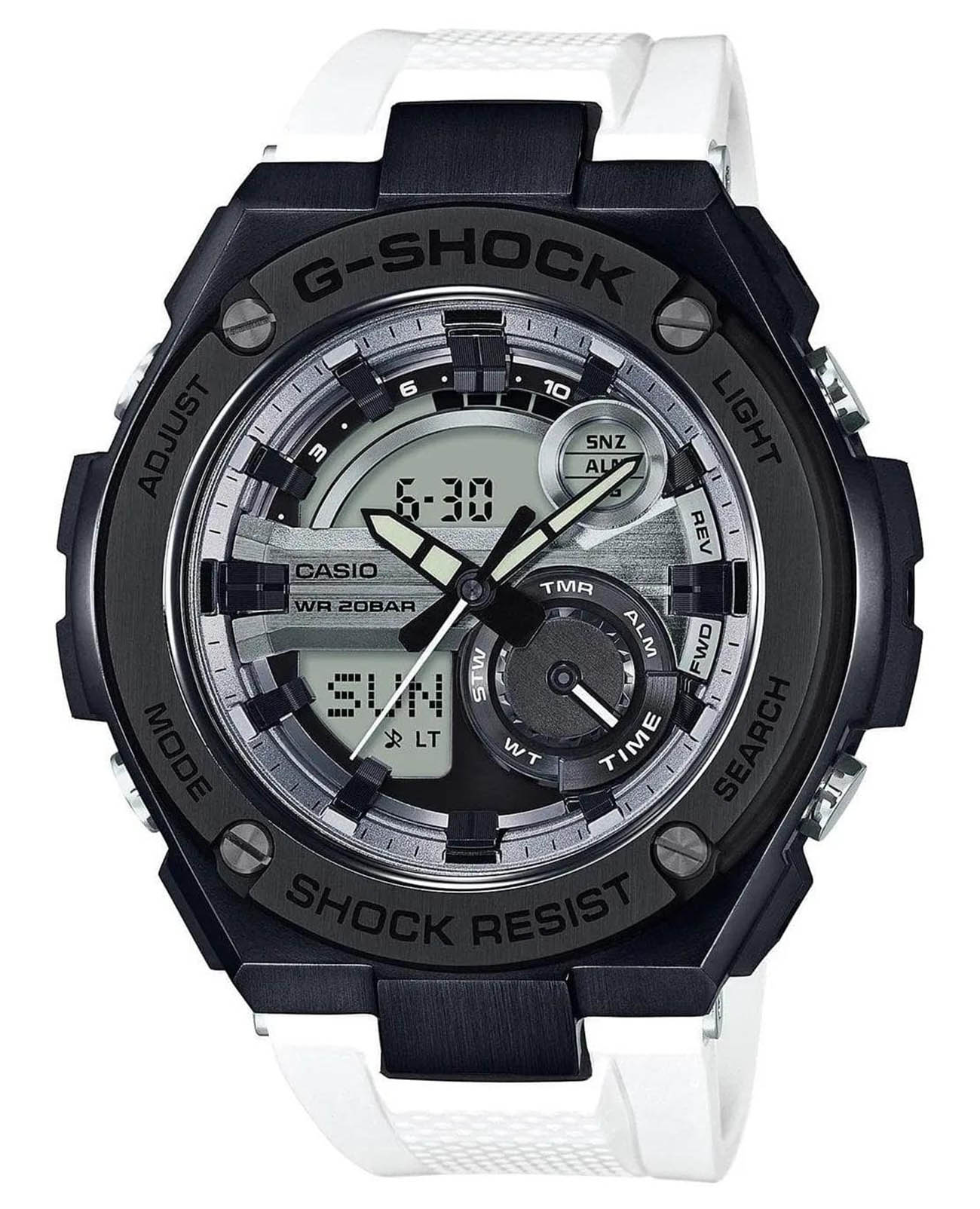 Casio Casio G-Shock GST-210B-7A GST G-Steel GST-210B-7A электронные мужские часы  циферблат, браслет силикон — вид спереди