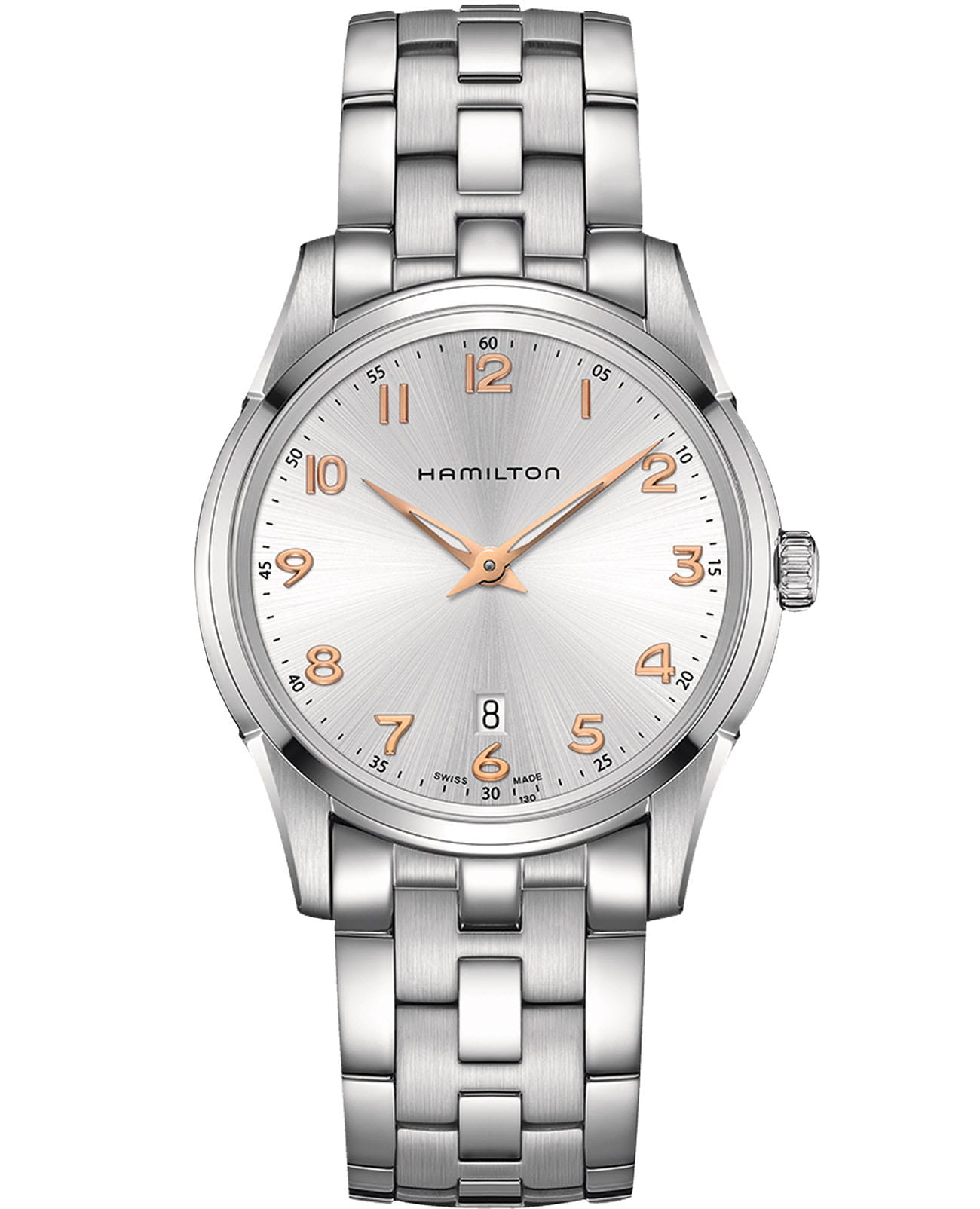 Hamilton Hamilton Jazzmaster Thinline Quartz H38511113  H38511113 кварцевые мужские часы белый циферблат, браслет нержавеющая сталь — вид спереди