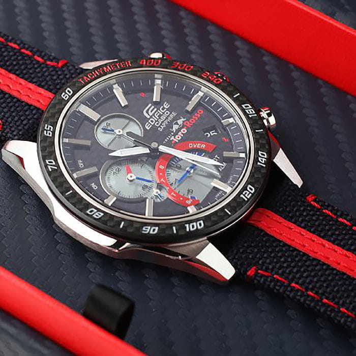 Casio Casio Edifice EQB-1000TR-2A, edifice япония мужские часы на браслете тканевый боковой вид