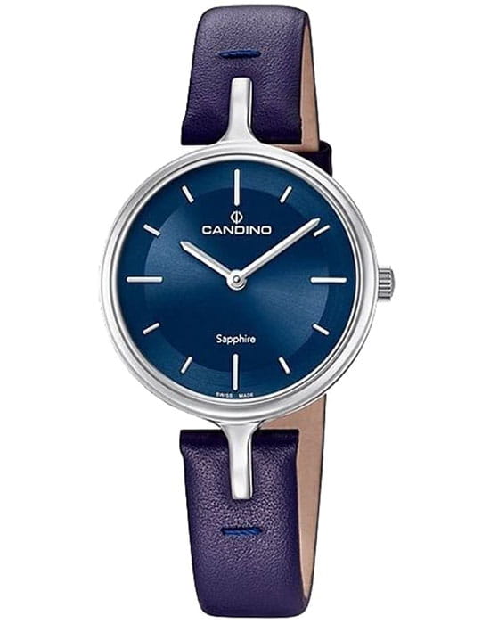 Candino Candino Elegance C4648/2  C4648/2 кварцевые женские часы синий циферблат, браслет кожаный — вид спереди