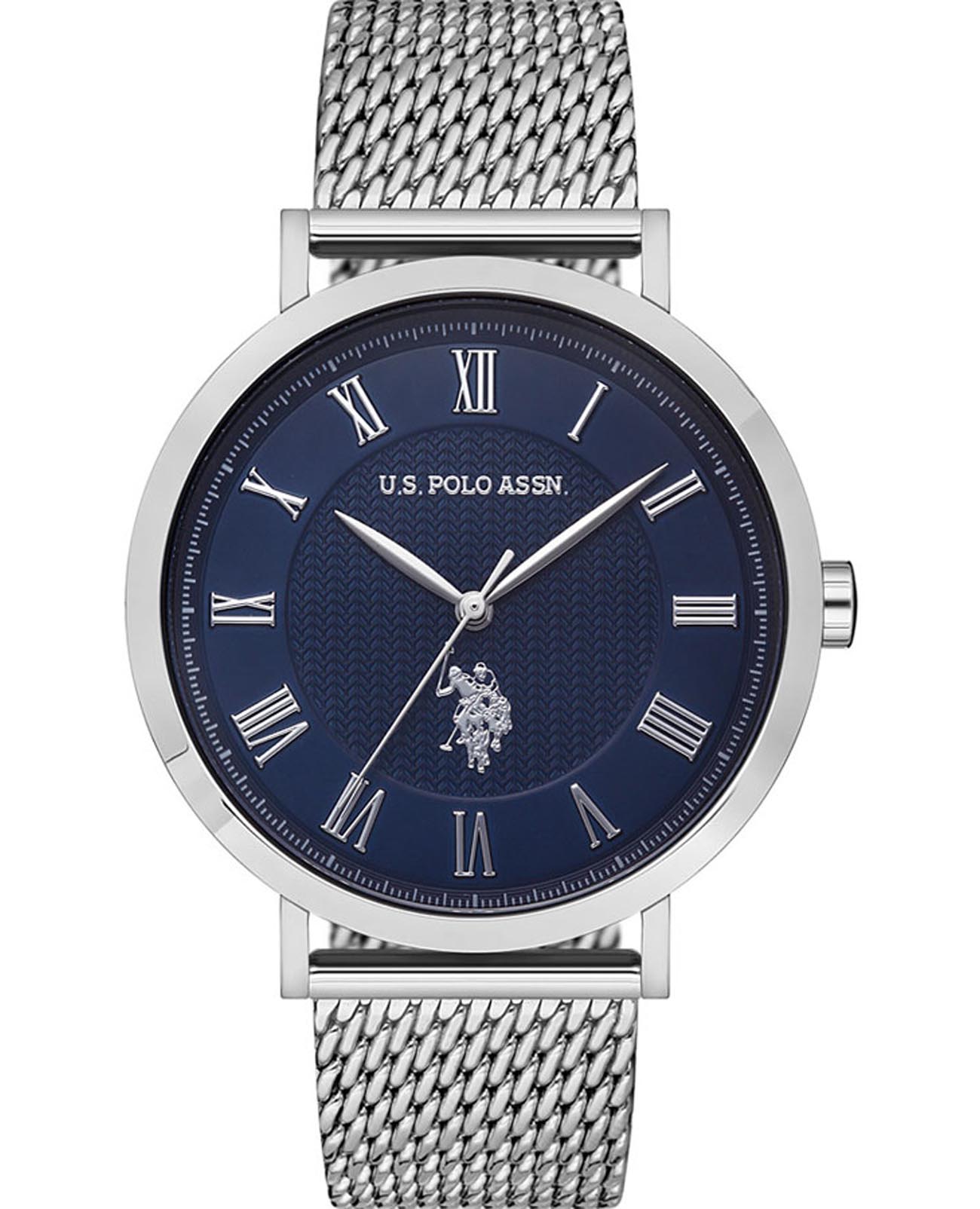 U.S. Polo Assn. U.S. Polo Assn. Crossing USPA1036-01  USPA1036-01 кварцевые мужские часы синий циферблат, браслет нержавеющая сталь — вид спереди