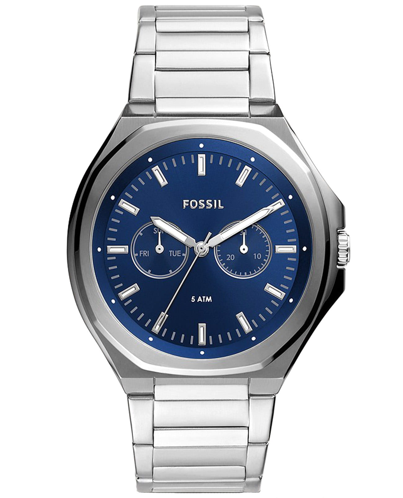 Fossil Fossil Evanston BQ2610  BQ2610 кварцевые мужские часы синий циферблат, браслет нержавеющая сталь — вид спереди