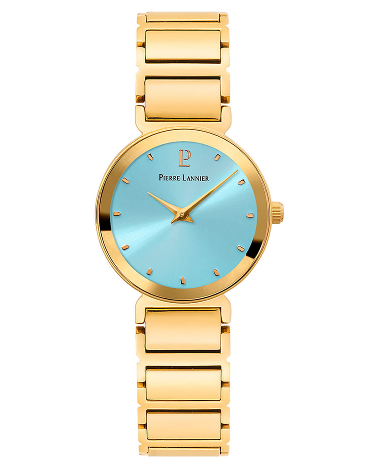 Pierre Lannier Pierre Lannier Ligne Pure 036N562  036N562 кварцевые женские часы голубой циферблат, браслет нержавеющая сталь с ip-покрытием — вид спереди