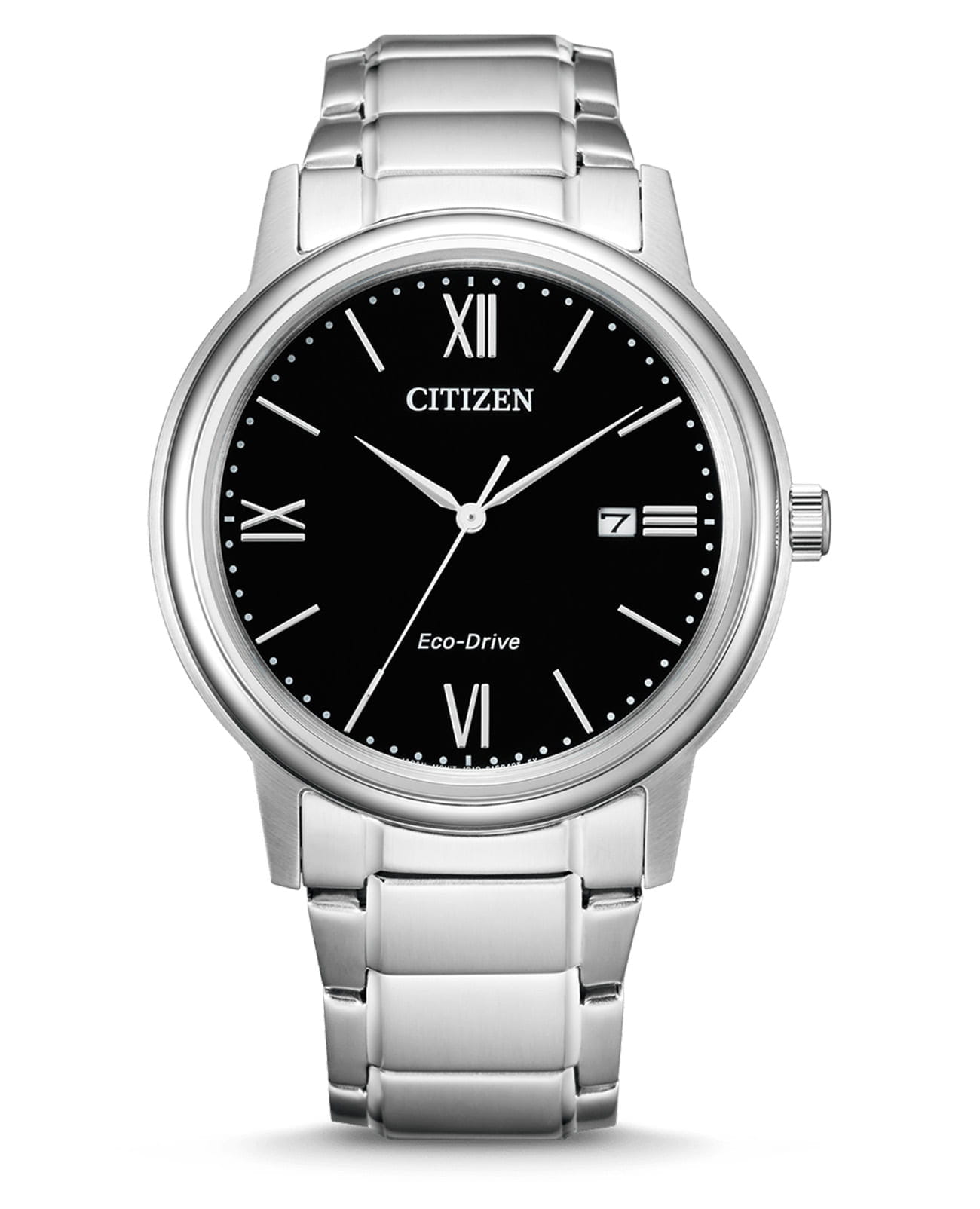 Citizen AW1670-82E  AW1670-82E кварцевые мужские часы черный циферблат, браслет нержавеющая сталь — вид спереди