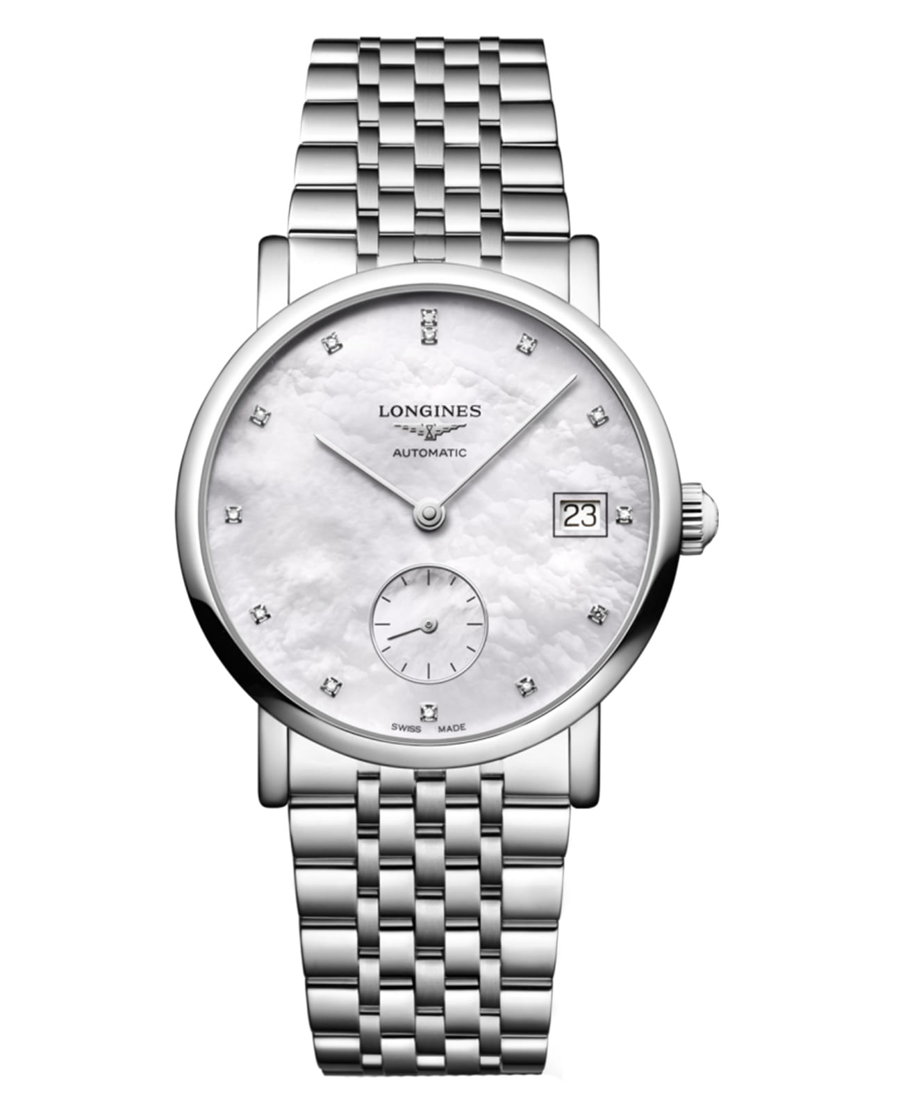 Longines Longines Elegant Collection L4.312.4.87.6  L43124876 механические женские часы перламутровый циферблат, браслет нержавеющая сталь — вид спереди