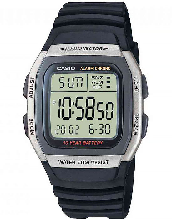 Casio Casio Collection W-96H-1AVDF (W-96H-1A)  W-96H-1A кварцевые мужские часы серый циферблат, браслет пластик — вид спереди