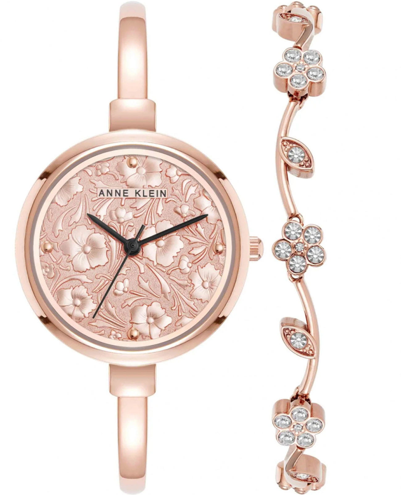 Anne Klein Anne Klein Box Set 5274RGST  5274RGST кварцевые женские часы золотой циферблат, браслет нержавеющая сталь с ip-покрытием — вид спереди