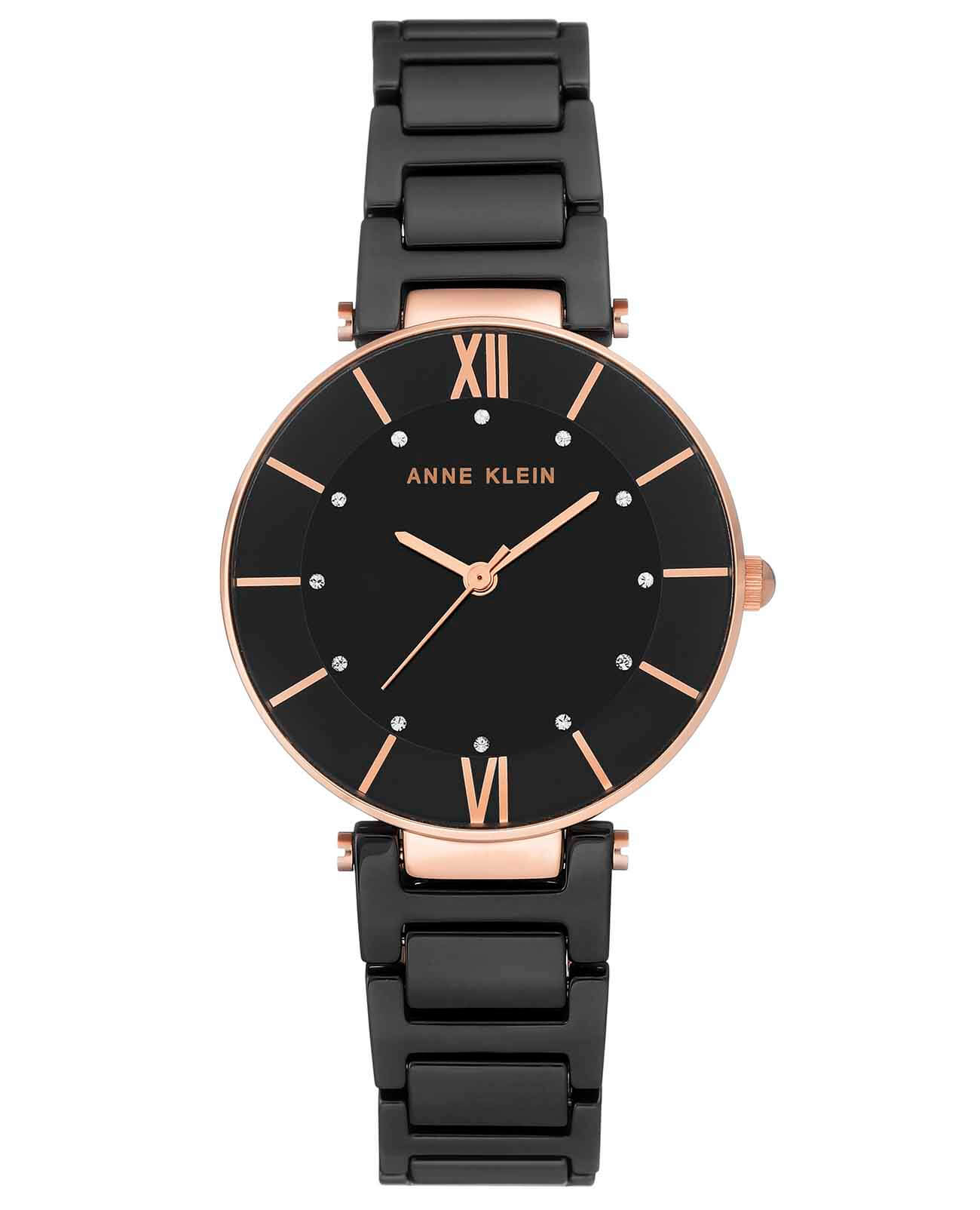Anne Klein Anne Klein Ceramics  3266BKRG  3266BKRG кварцевые женские часы черный циферблат, браслет керамика — вид спереди