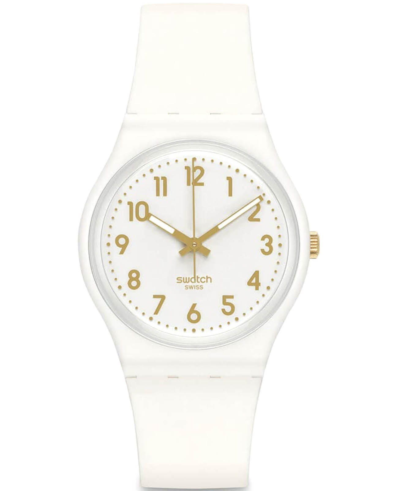 Swatch Swatch Gent Standard GW164  GW164 кварцевые мужские часы белый циферблат, браслет пластик — вид спереди