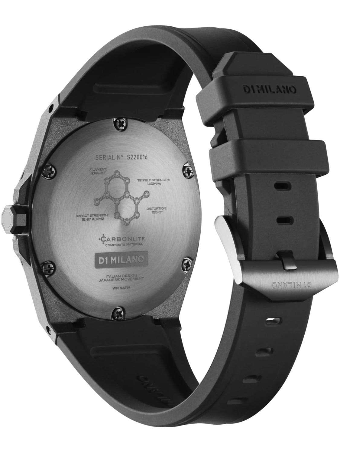 Оригинальные часы D1 Milano D1 Milano Carbonlite CLRJ03 кварцевые калибр механизма miyota общий вид