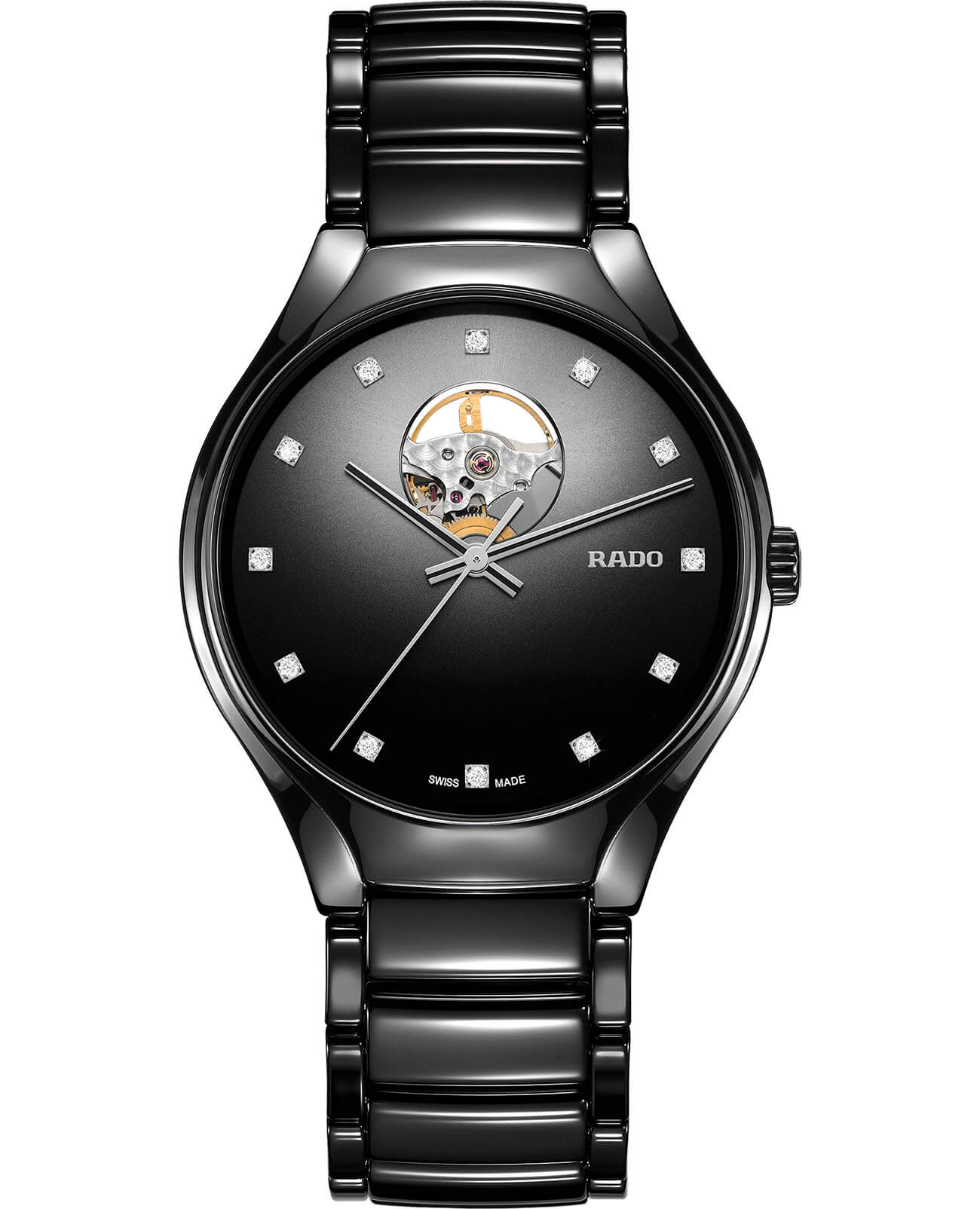 Rado Rado True Secret Diamonds R27107732 Automatic R27107732 механические мужские часы черный циферблат, браслет высокотехнологичная керамика — вид спереди