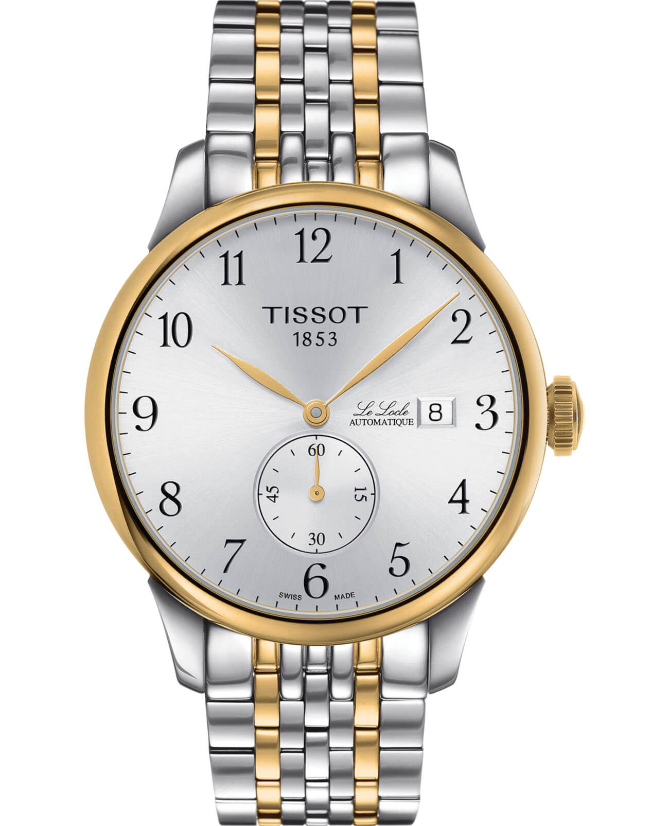 Tissot Tissot Le Locle Automatic Petite Seconde T006.428.22.032.00 Le Locle Automatic T0064282203200 механические мужские часы серебристый циферблат, браслет сталь c pvd покрытием — вид спереди