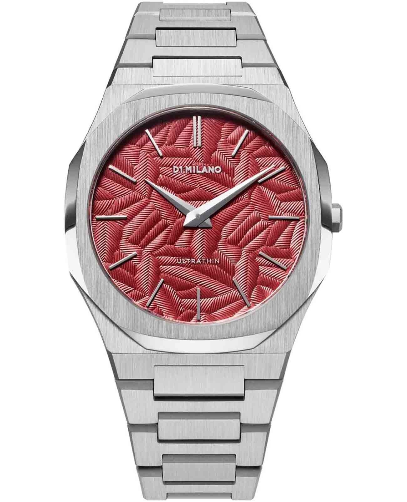 D1 Milano D1 Milano Ultra Thin UTBJ33  UTBJ33 кварцевые женские часы красный циферблат, браслет нержавеющая сталь — вид спереди