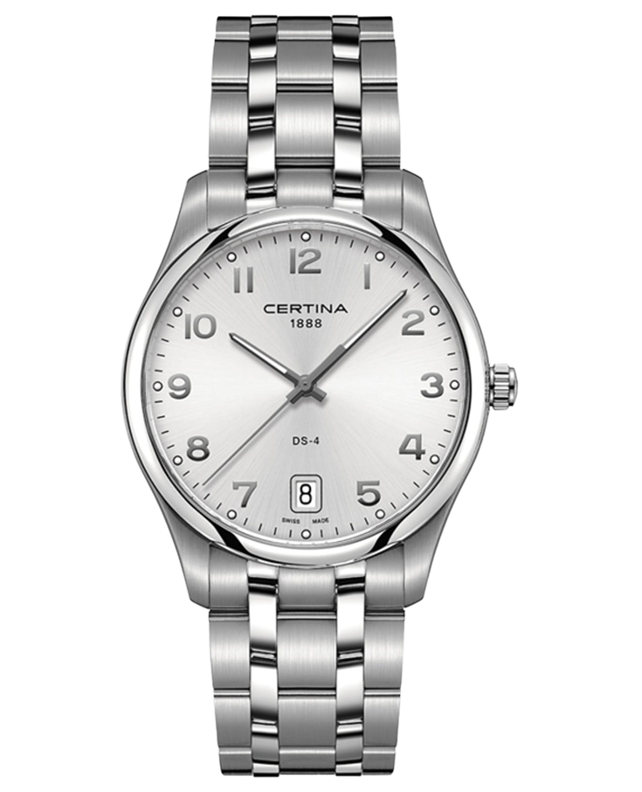Certina Certina DS-4 C022.610.11.032.00  C0226101103200 кварцевые мужские часы серебристый циферблат, браслет нержавеющая сталь — вид спереди