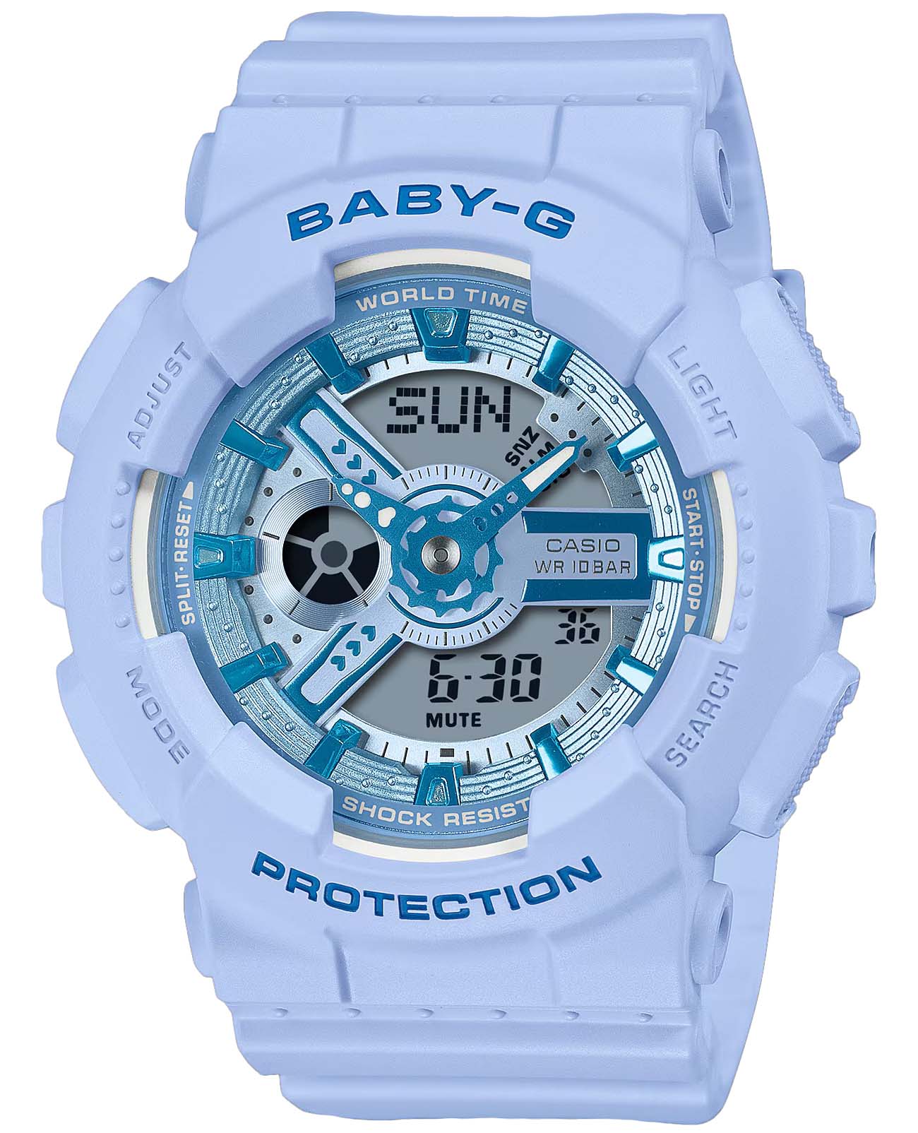 Casio Casio Baby-G BA-110YK-2A  BA-110YK-2A кварцевые женские часы синий циферблат, браслет пластик — вид спереди
