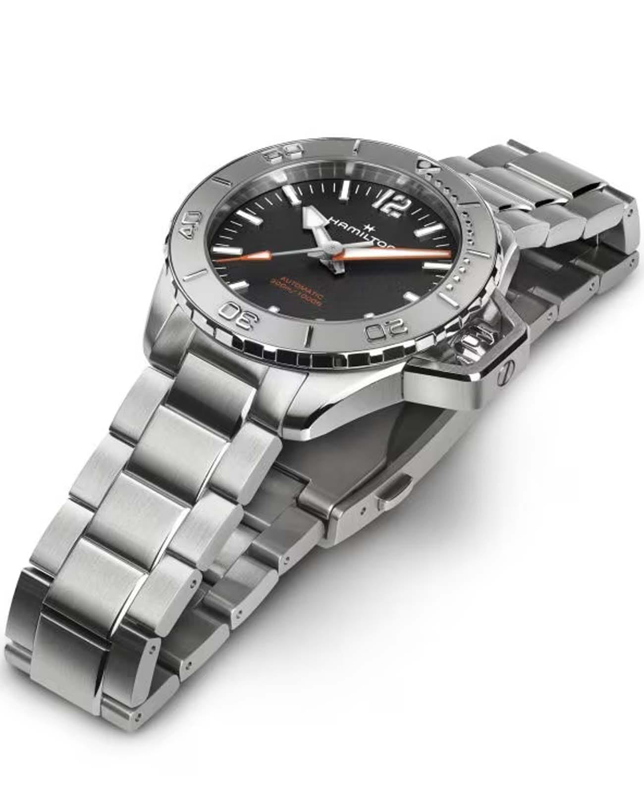 Hamilton Hamilton Khaki Navy Frogman Auto H77485130, khaki navy швейцария мужские часы на браслете нержавеющая сталь боковой вид