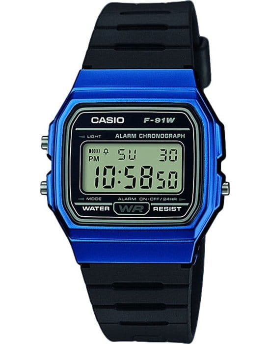 Casio Casio Collection F-91WM-2ADF (F-91WM-2A)  F-91WM-2A кварцевые мужские часы  циферблат, браслет пластик — вид спереди
