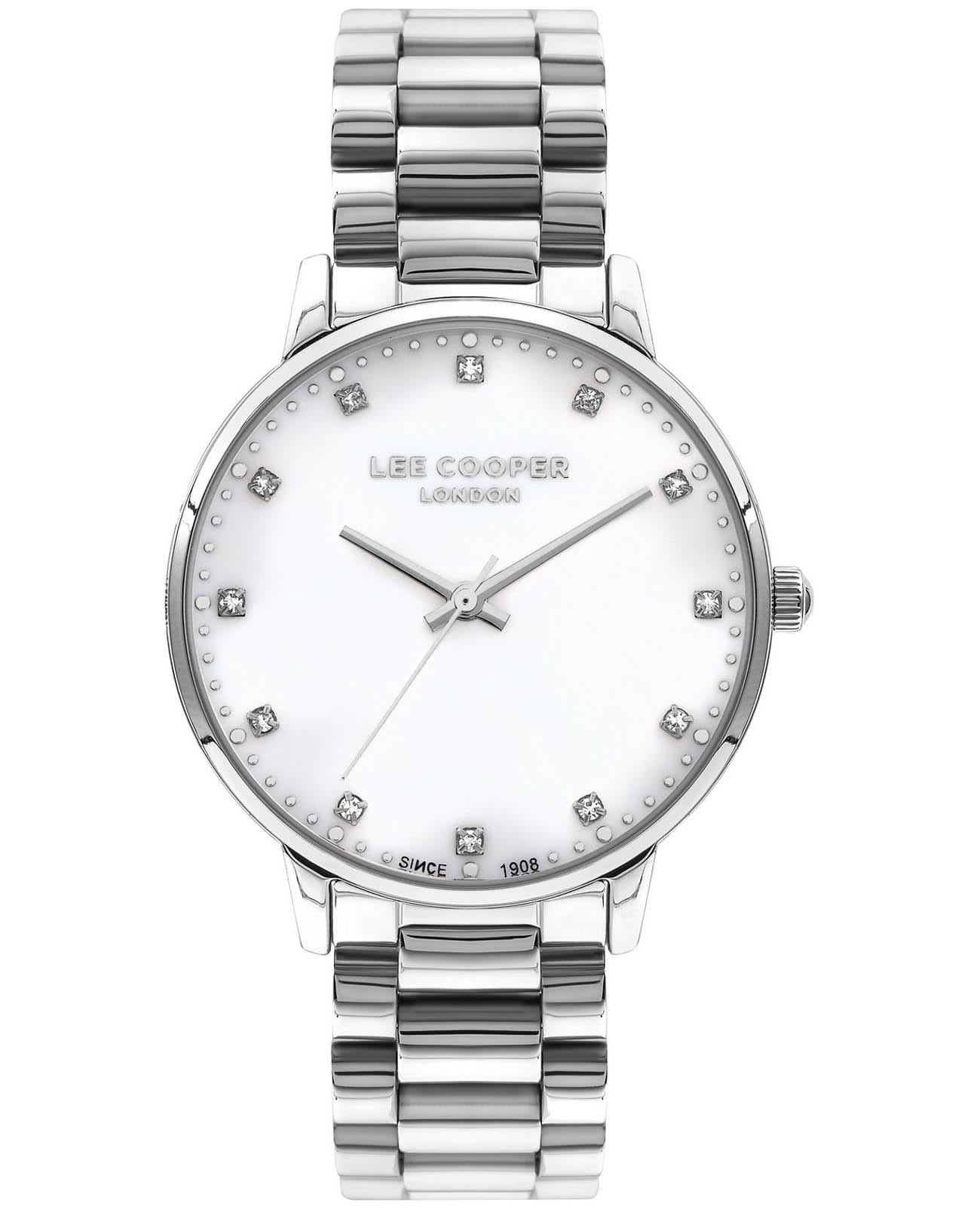 Lee Cooper Lee Cooper LC07548.320  LC07548.320 кварцевые женские часы серебристый циферблат, браслет нержавеющая сталь — вид спереди