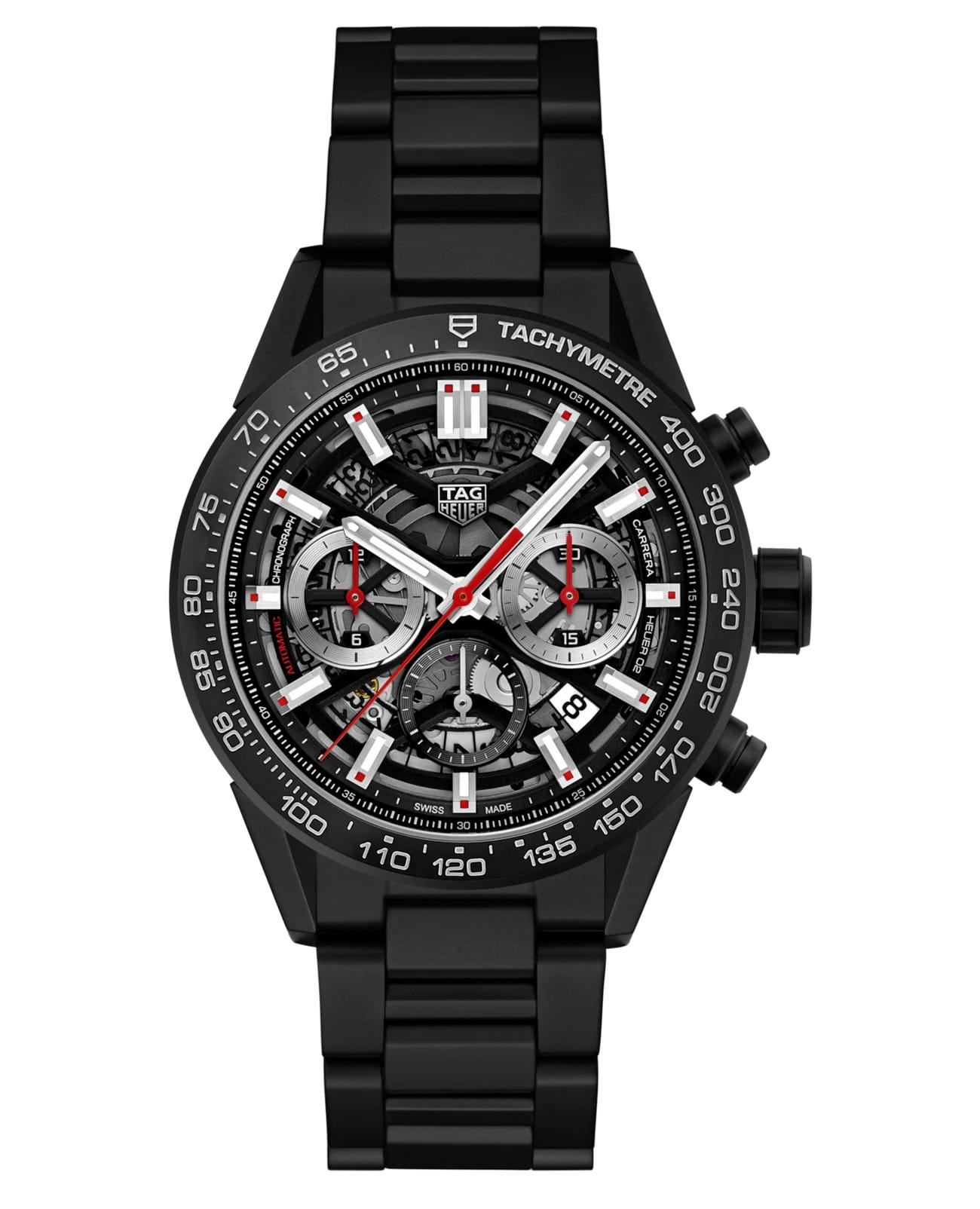 TAG Heuer TAG Heuer Carrera CBG2090.BH0661  CBG2090.BH0661 механические мужские часы черный циферблат, браслет сталь + pvd + керамика — вид спереди