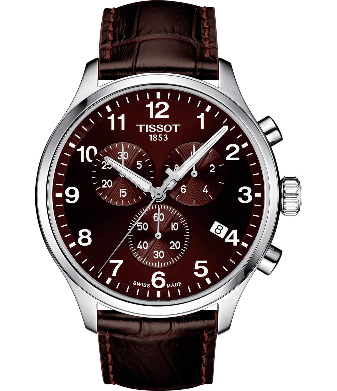 Tissot Tissot Chrono XL Classic T116.617.16.297.00 Chrono XL T1166171629700 кварцевые мужские часы коричневый циферблат, браслет кожаный — вид спереди