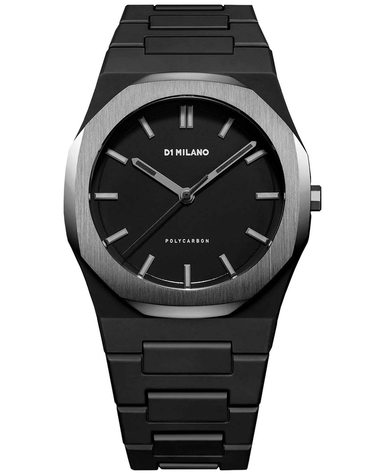 D1 Milano D1 Milano Polycarbon PCBJ13  PCBJ13 кварцевые мужские часы черный циферблат, браслет пластик — вид спереди
