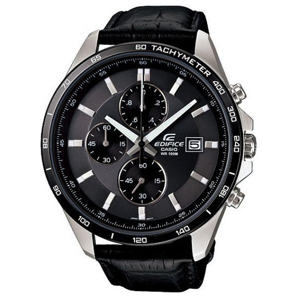 Casio Casio Edifice EFR-512L-8A EFR EFR-512L-8A кварцевые мужские часы черный циферблат, браслет 18-каратное желтое золото — вид спереди