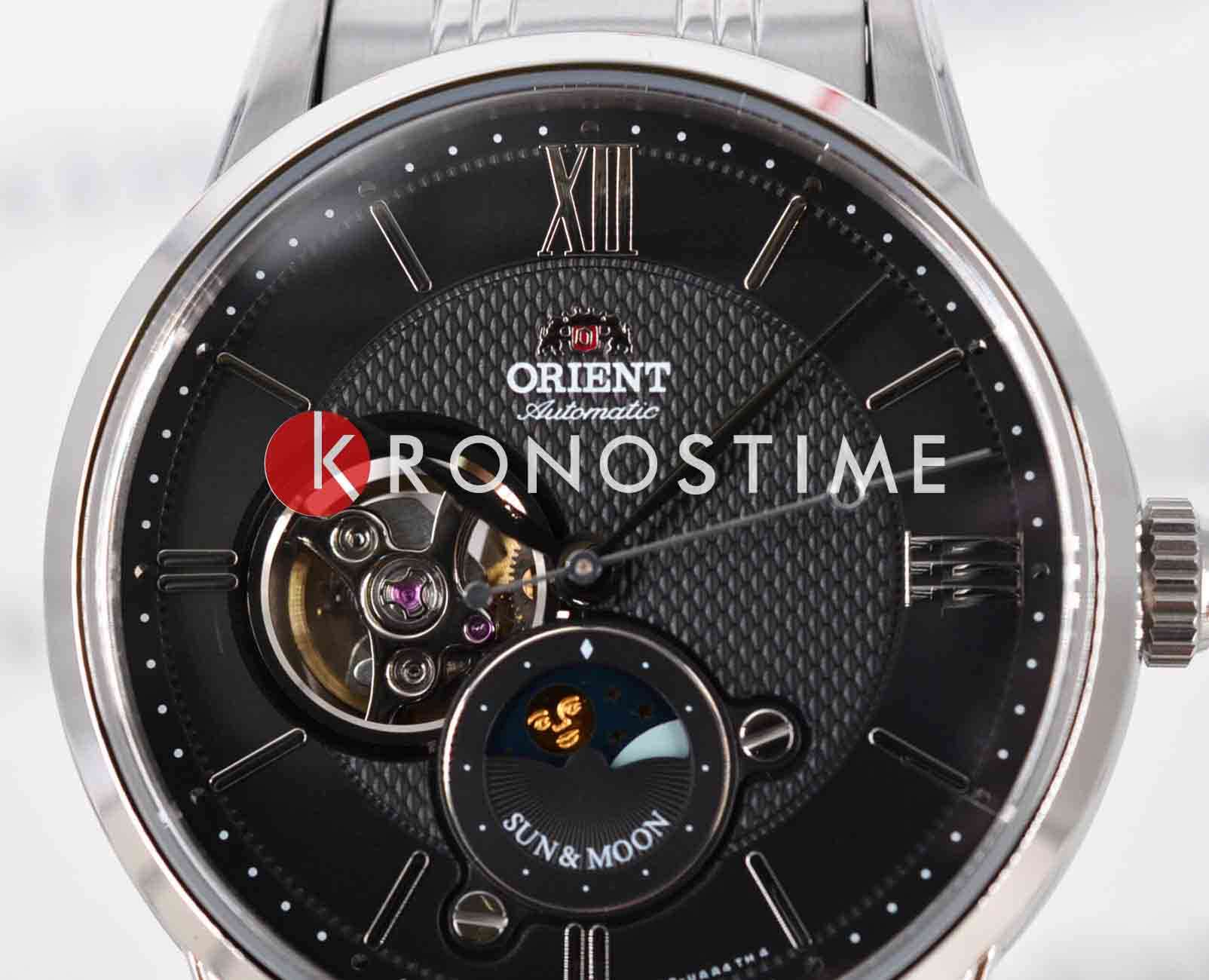 Orient Orient Sun & Moon Classic RA-AS000 (RN-AS0001B) механические мужские часы часы крупный план черный циферблата